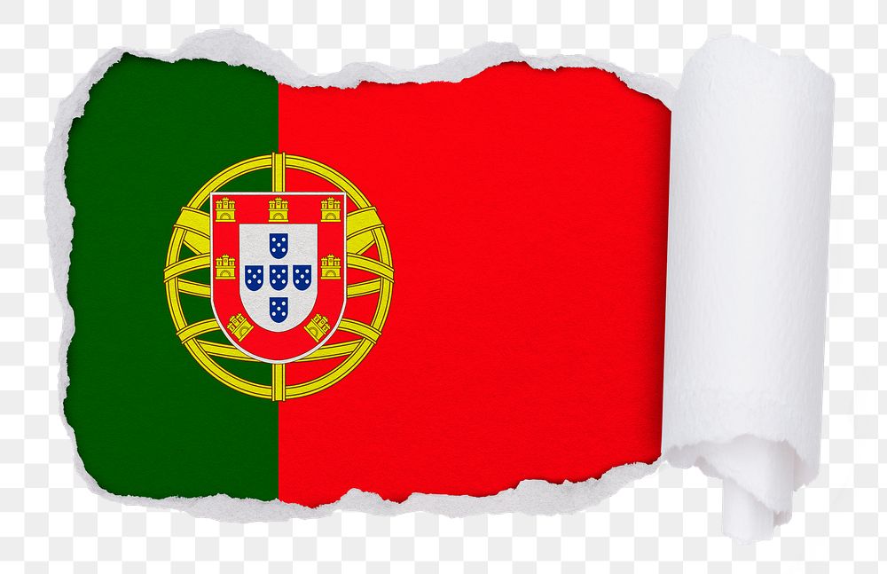 Flag of Portugal png sticker, torn paper design, transparent background