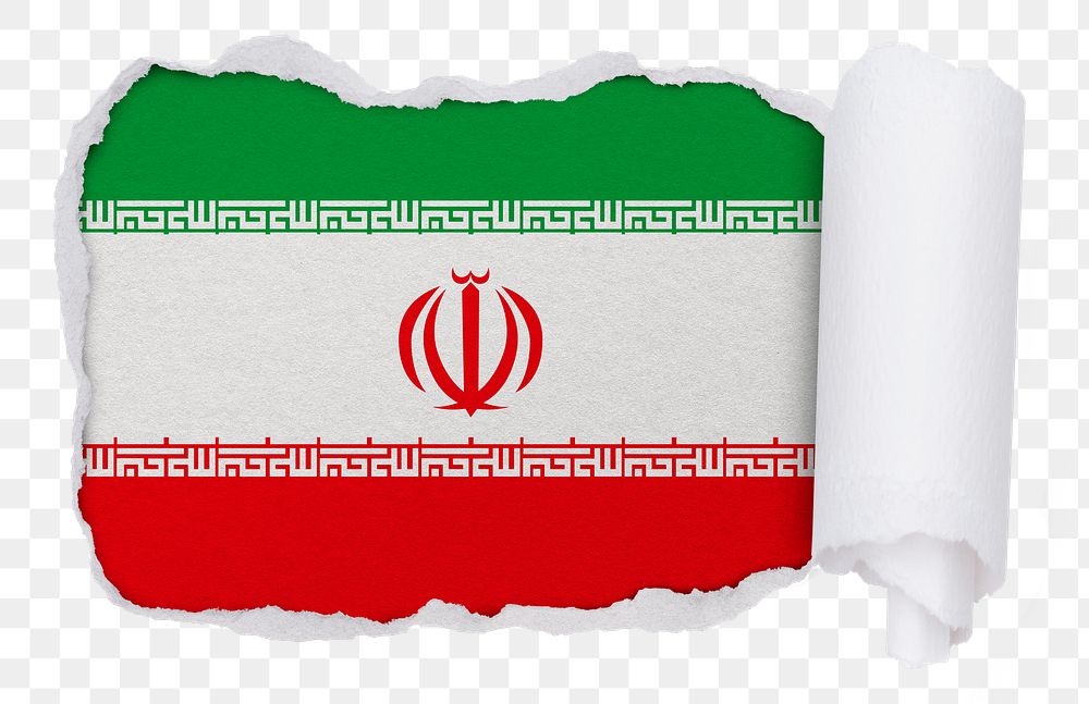 Flag of Iran png sticker, torn paper design, transparent background