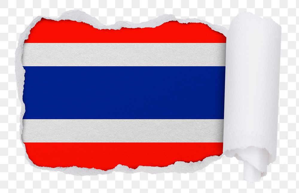Flag of Thailand png sticker, torn paper design, transparent background