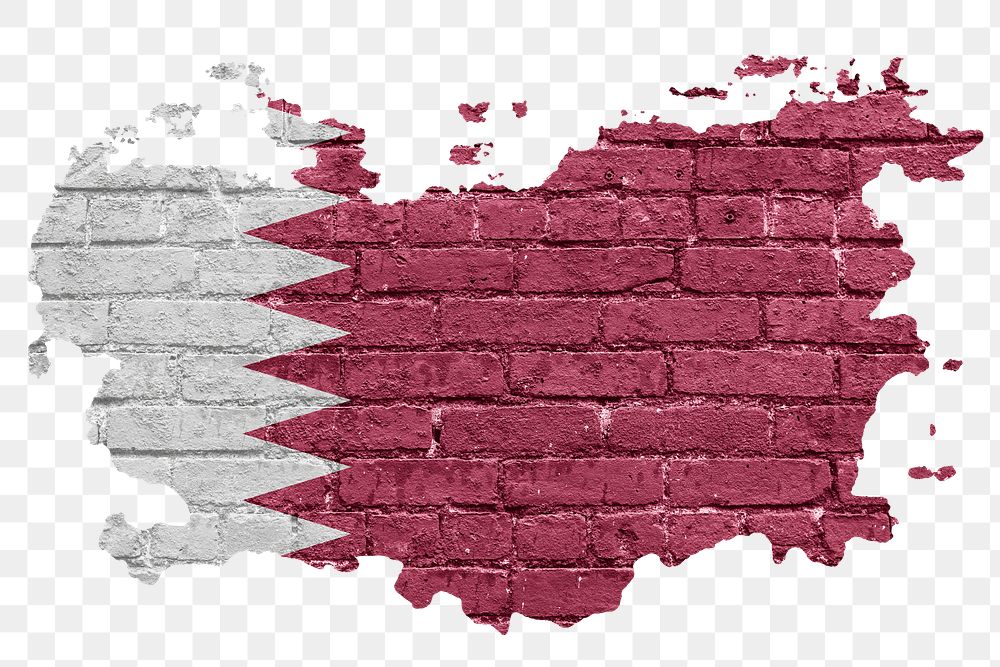 Qatar's flag png sticker, brick wall texture design