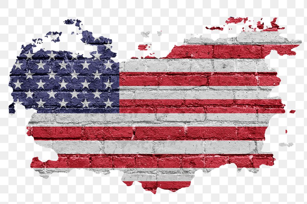 USA flag png sticker, brick wall texture design