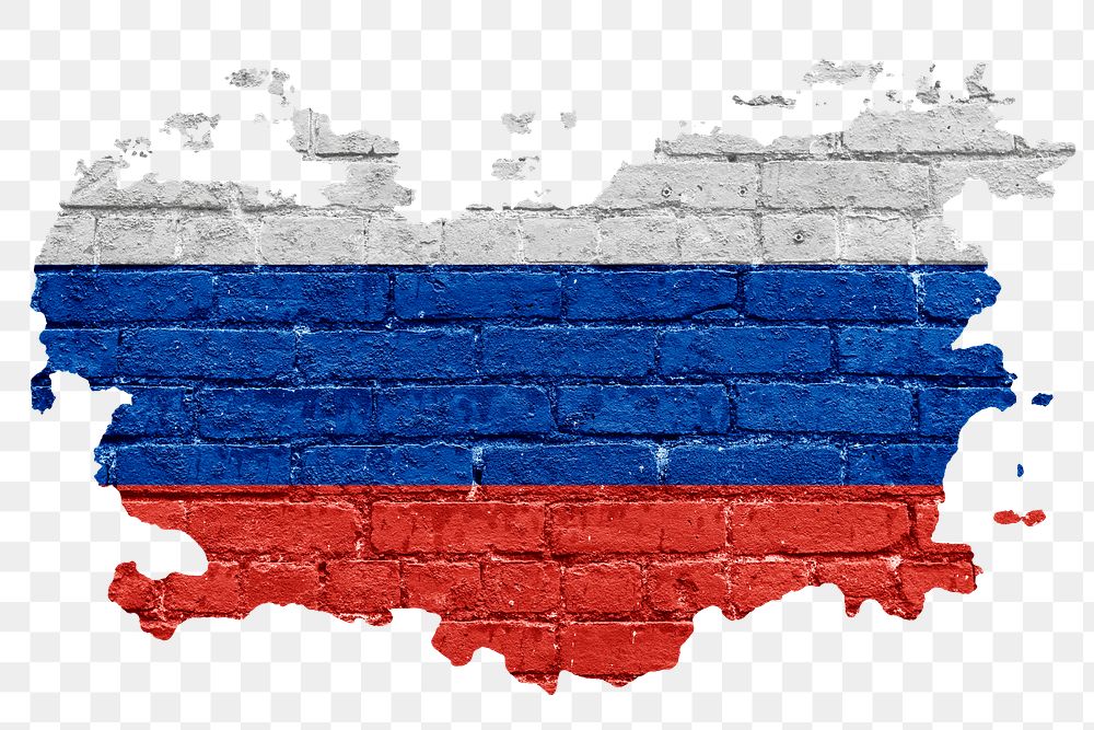 Russia's flag png sticker, brick wall texture design