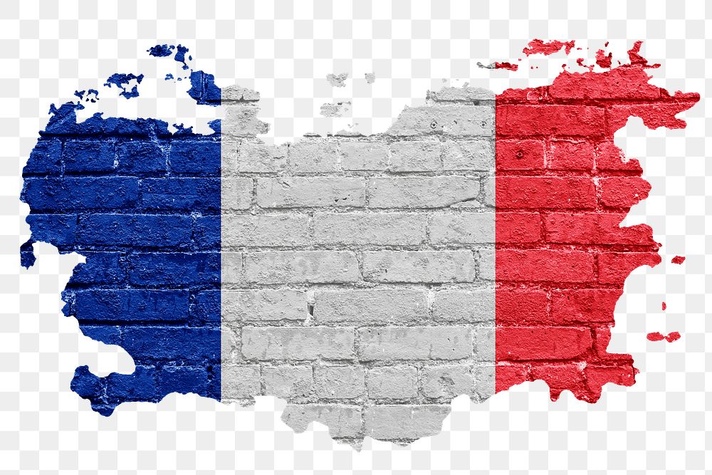 France's flag png sticker, brick wall texture design