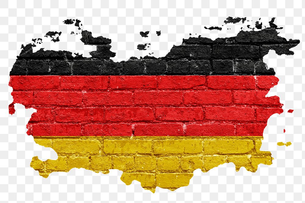 Germany's flag png sticker, brick wall texture design