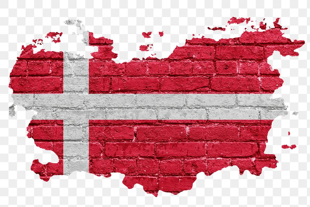 Denmark's flag png sticker, brick wall texture design