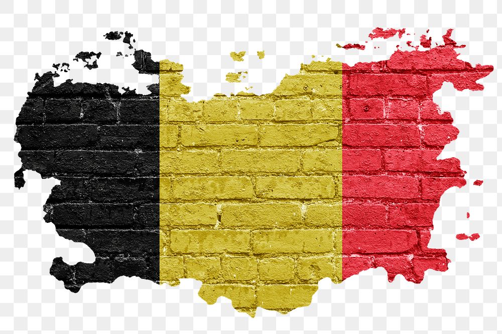 Belgium's flag png sticker, brick wall texture design