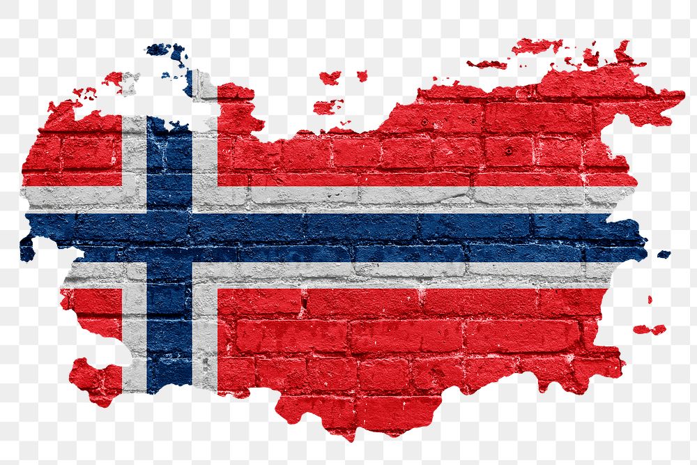 Norway's flag png sticker, brick wall texture design