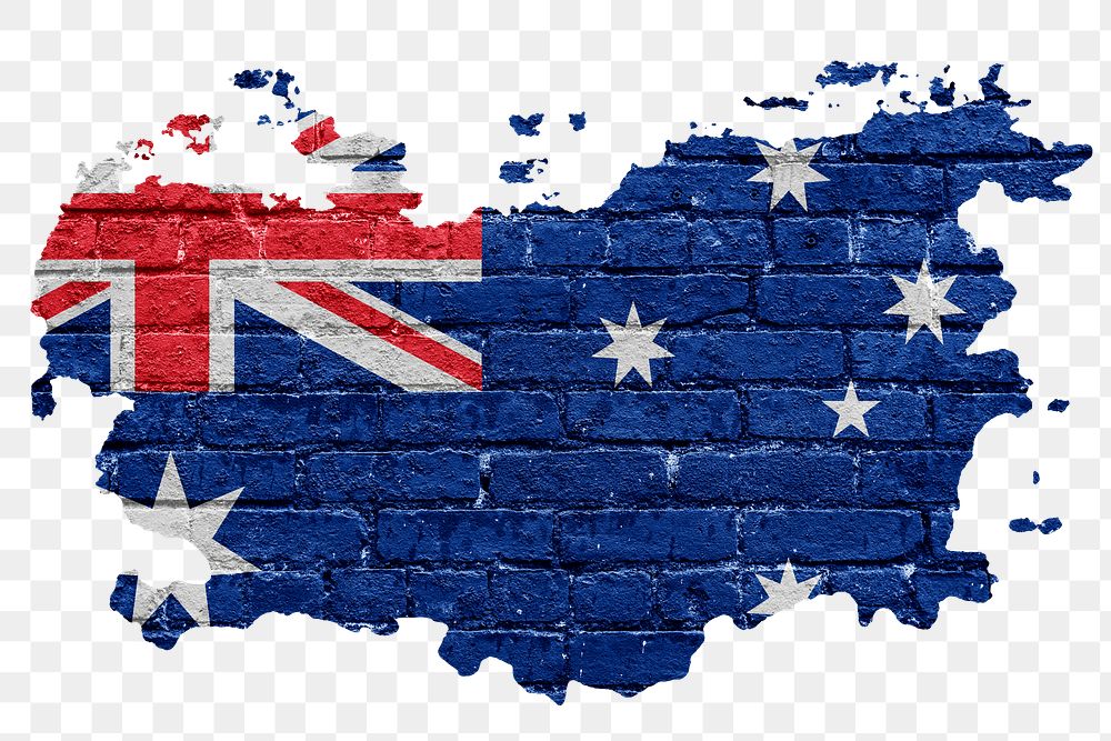 Australia's flag png sticker, brick wall texture design