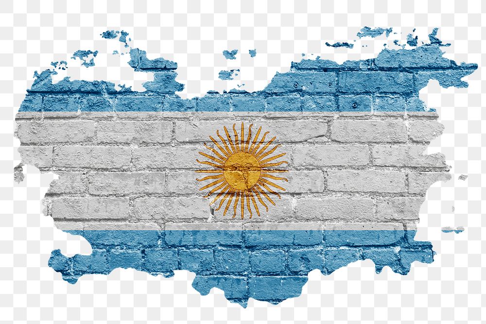 Argentina's flag png sticker, brick wall texture design