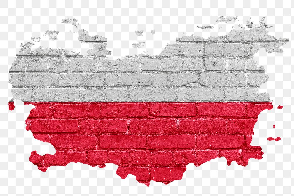 Poland's flag png sticker, brick wall texture design
