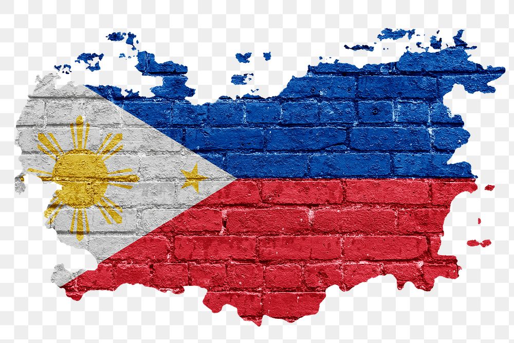 Philippines's flag png sticker, brick wall texture design