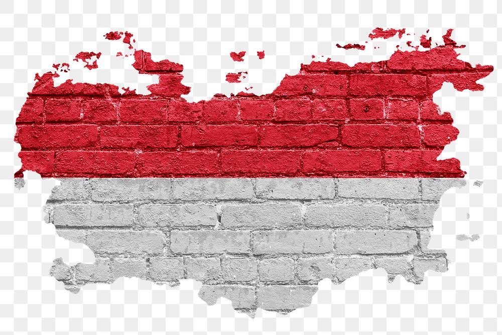 Indonesia's flag png sticker, brick wall texture design