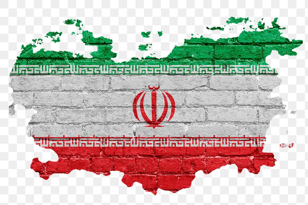 Iran's flag png sticker, brick wall texture design