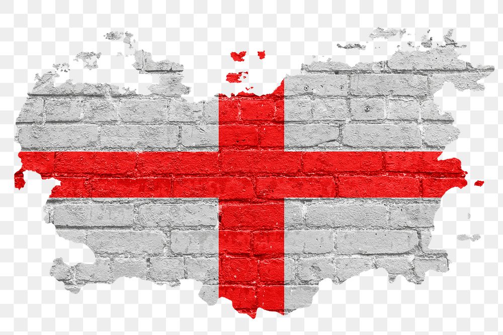 England's flag png sticker, brick wall texture design