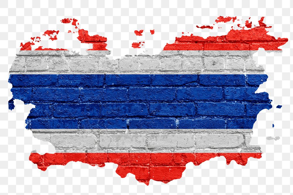 Thailand’s flag png sticker, brick wall texture design