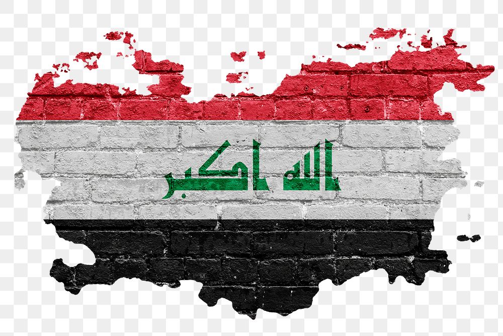 Iraq's flag png sticker, brick wall texture design