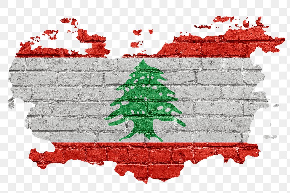 Lebanon's flag png sticker, brick wall texture design