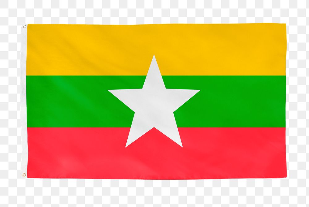 Myanmar png flag, national symbol, transparent background