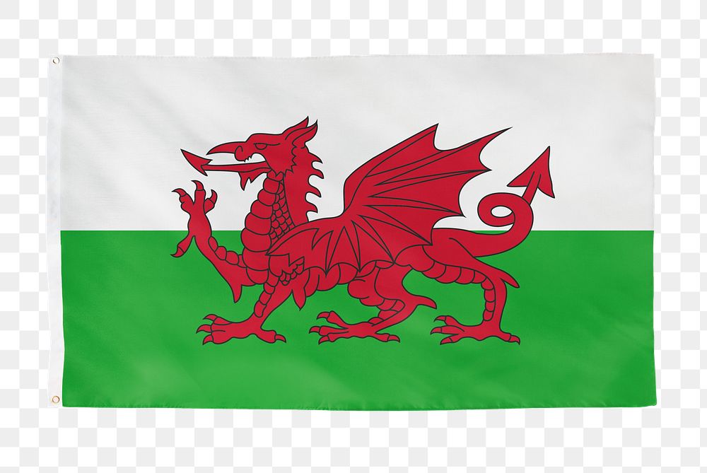 Welsh png flag, national symbol, transparent background