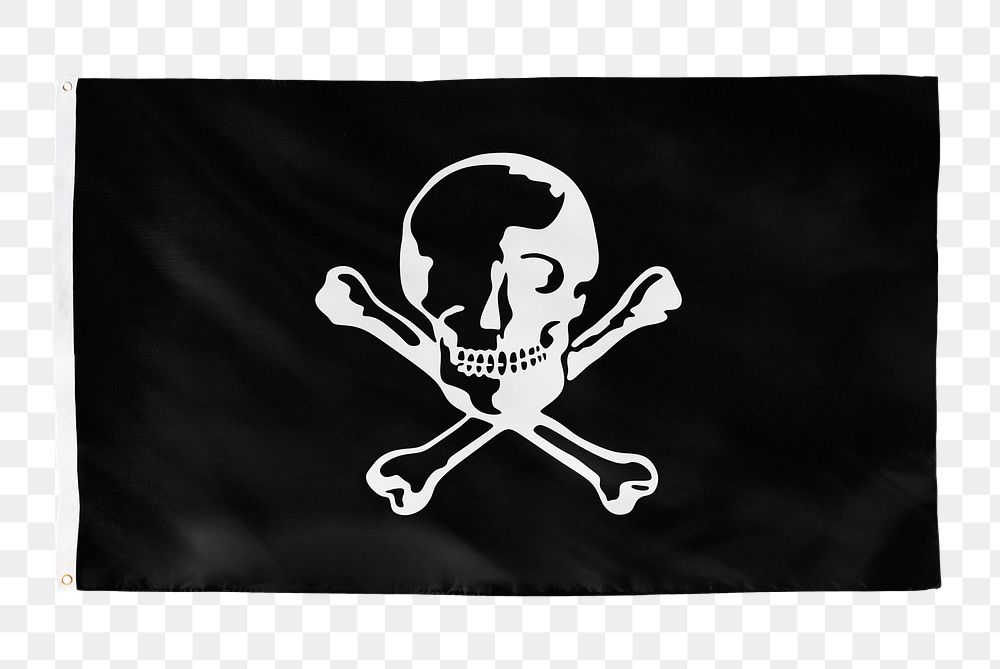 Pirate skull png flag sticker, transparent background