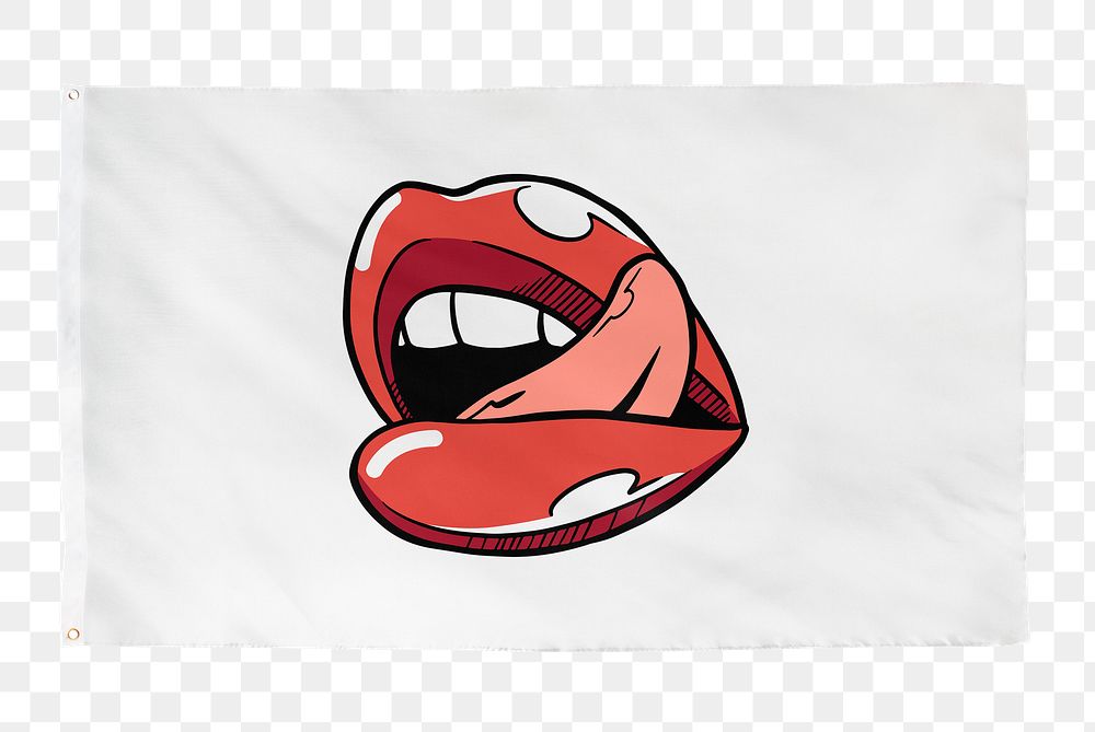 Red lips png flag sticker, transparent background