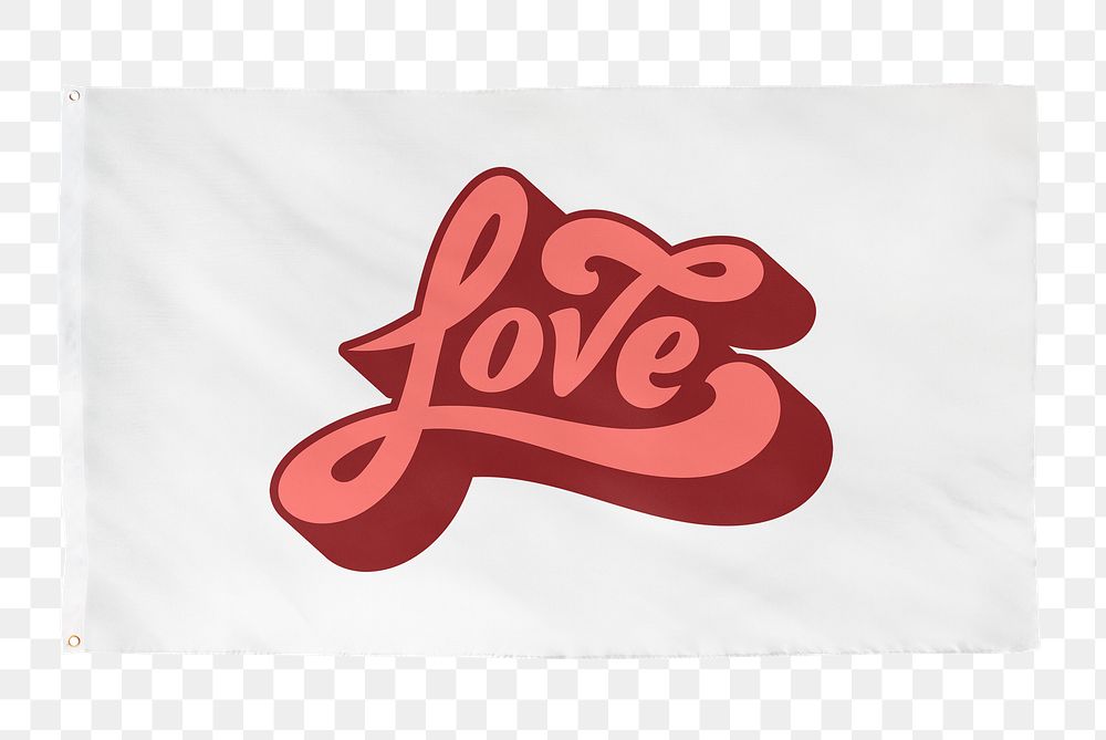 Love png sticker, white flag transparent background