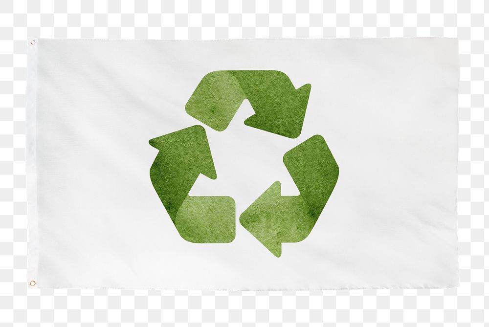 Recycle png sticker, white flag transparent background