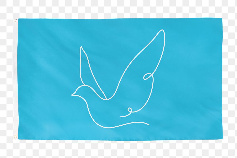 Dove png sticker, blue flag transparent background