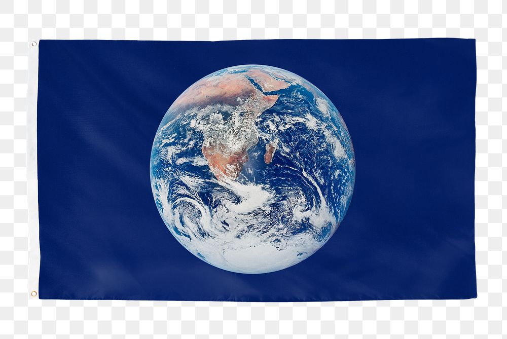 Earth png sticker, blue flag transparent background