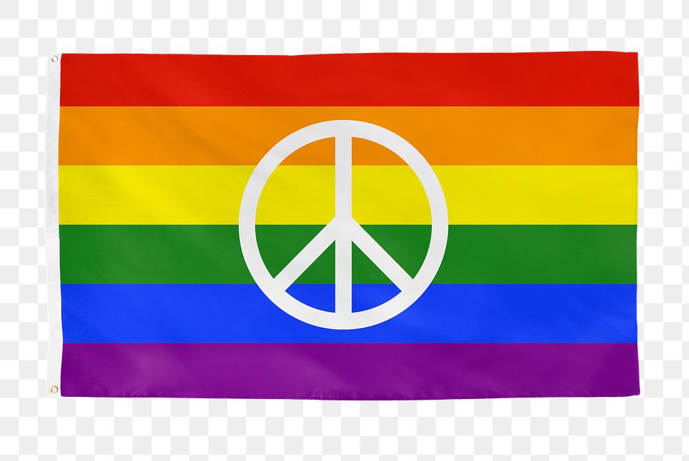 Rainbow flag png, peace sign sticker, LGBTQ pride, transparent background