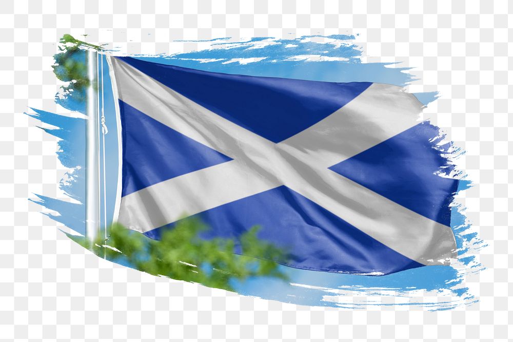 Scotland flag png sticker, brush stroke design, transparent background