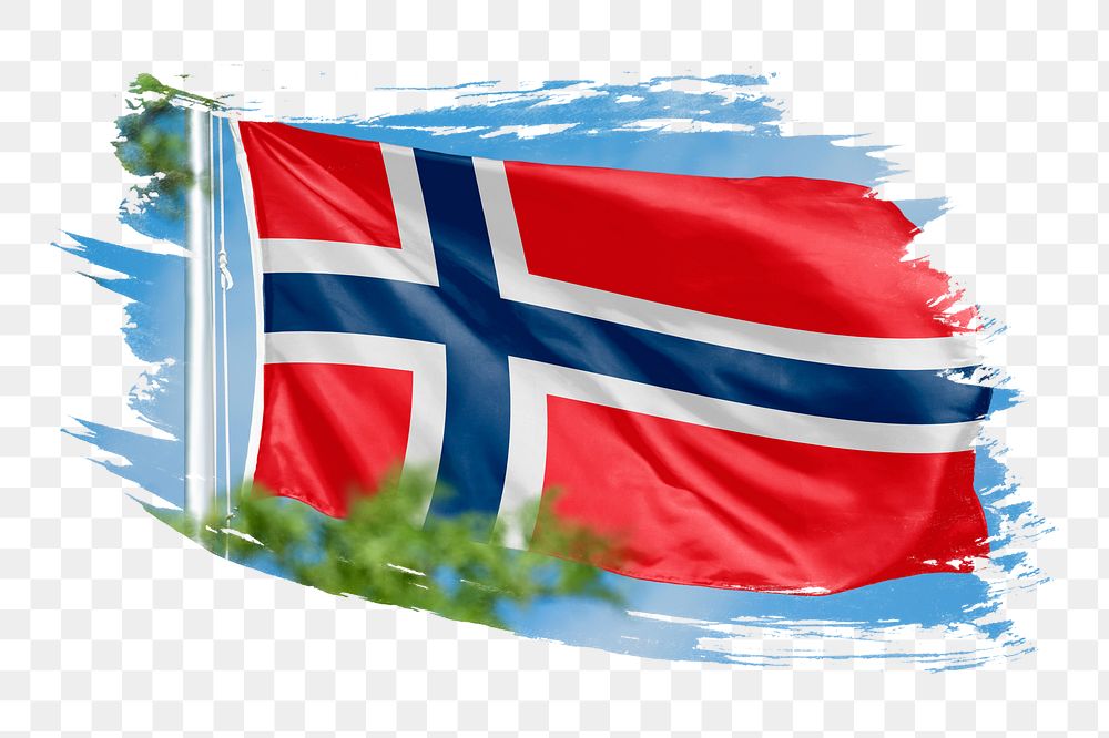 Norway flag png sticker, brush stroke design, transparent background