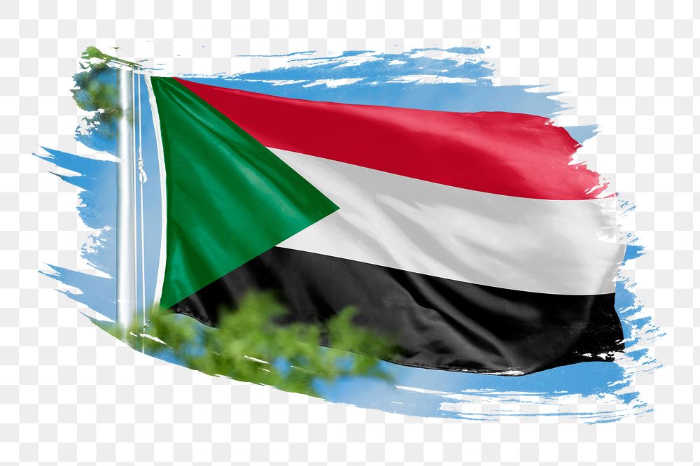 Sudan flag png sticker, brush stroke design, transparent background