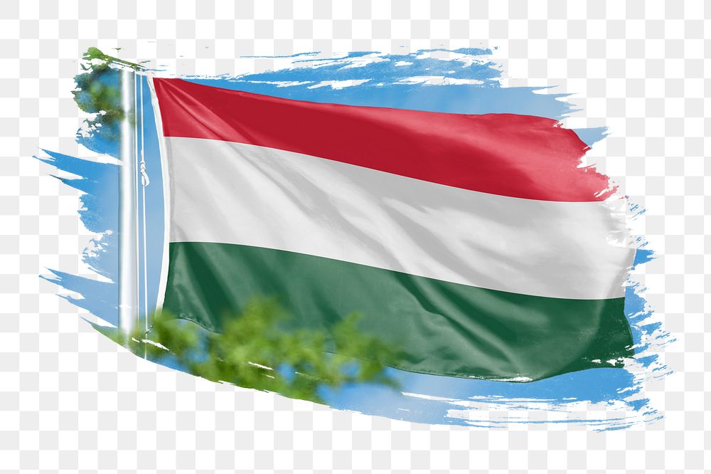 Hungary flag png sticker, brush stroke design, transparent background