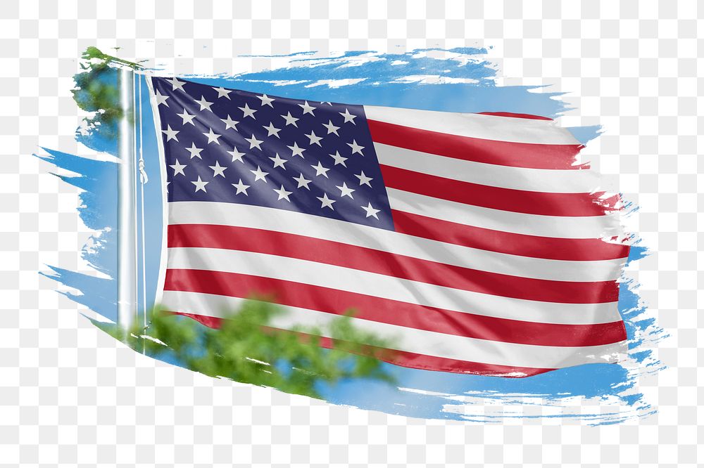 USA flag png sticker, brush stroke design, transparent background