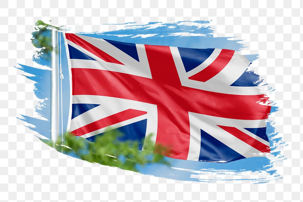 UK flag png sticker, brush stroke design, transparent background