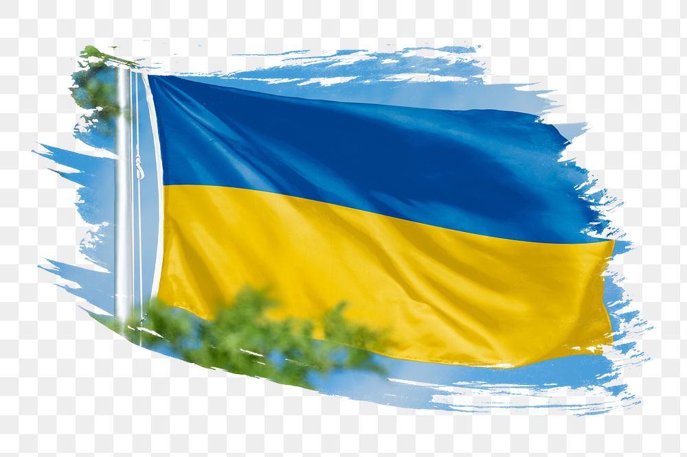 Ukraine flag png sticker, brush stroke design, transparent background
