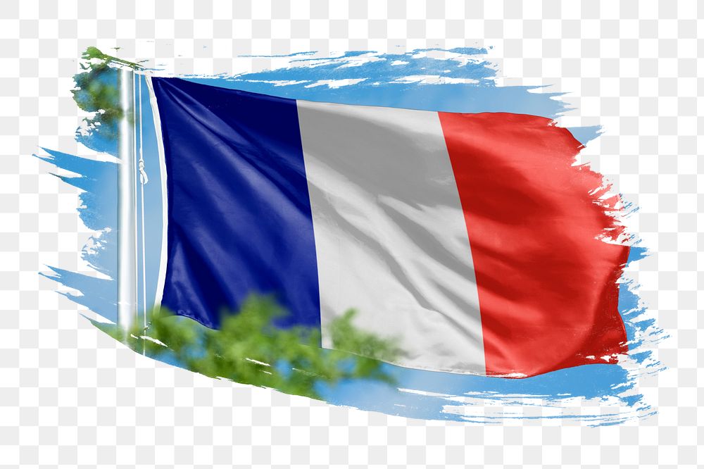France flag png sticker, brush stroke design, transparent background