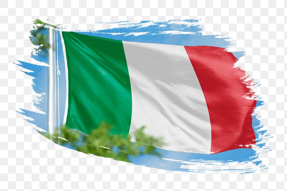 Italy flag png sticker, brush stroke design, transparent background
