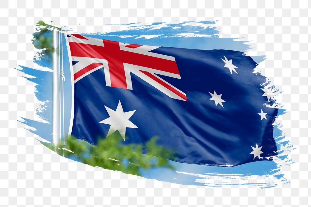 Australia flag png sticker, brush stroke design, transparent background