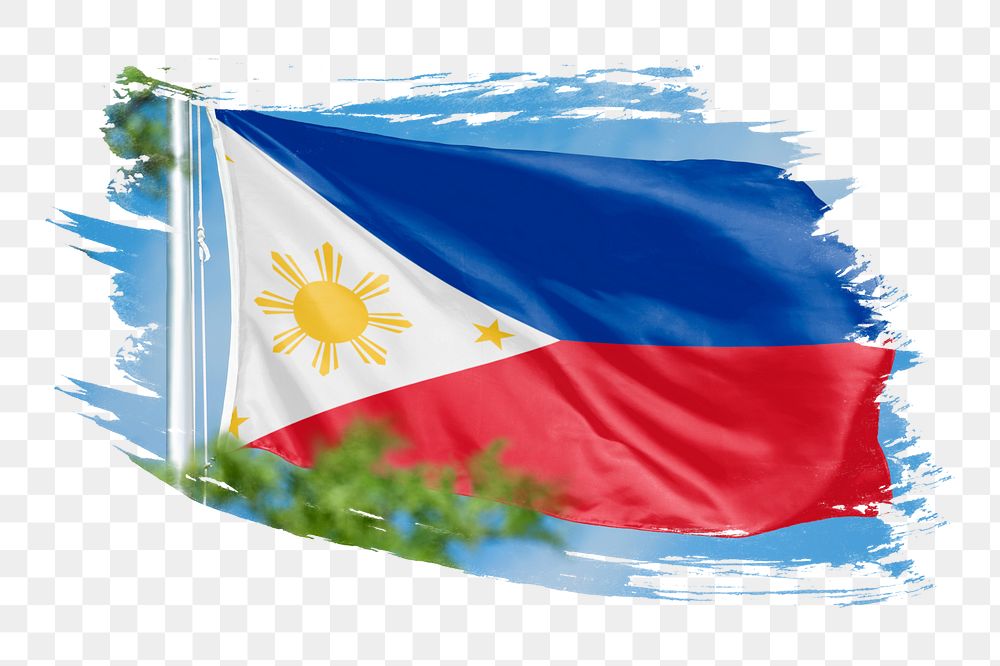 Philippines flag png sticker, brush stroke design, transparent background