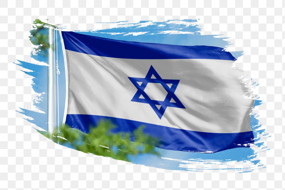 Israel flag png sticker, brush stroke design, transparent background