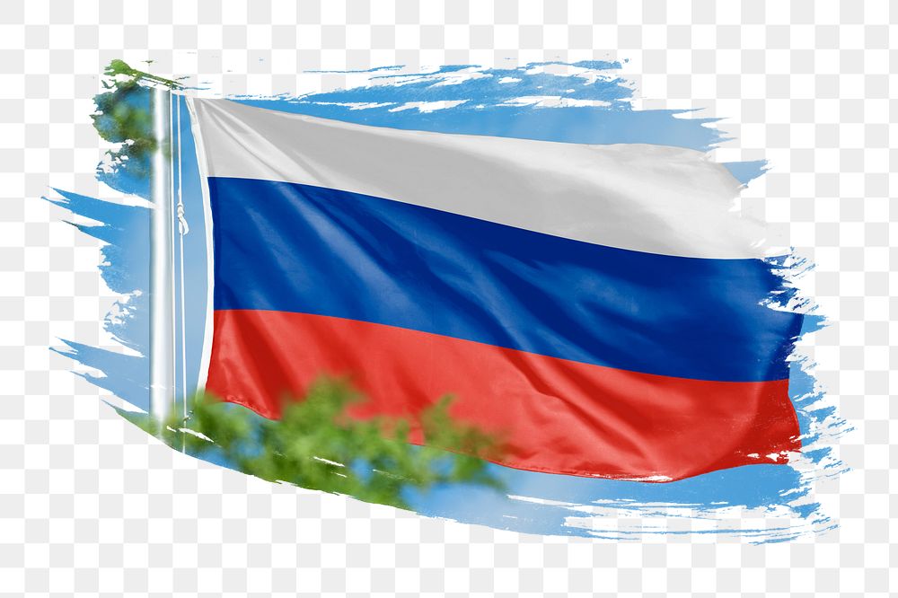 Russia flag png sticker, brush stroke design, transparent background