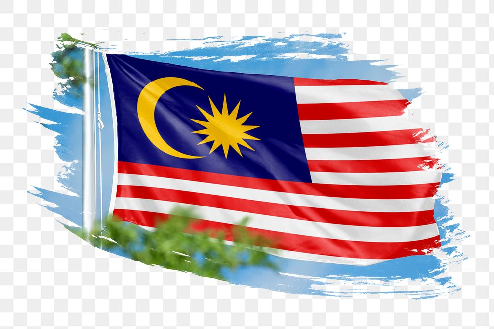 Malaysia flag png sticker, brush stroke design, transparent background