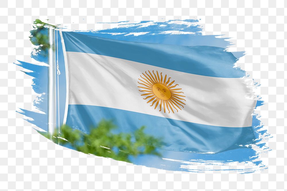 Argentina flag png sticker, brush stroke design, transparent background
