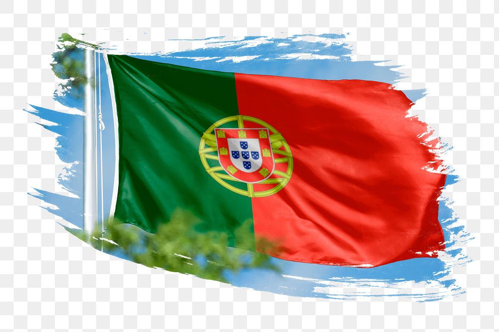 Portugal flag png sticker, brush stroke design, transparent background