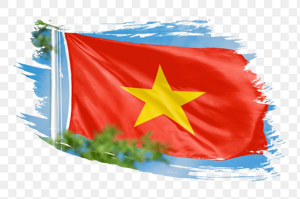 Vietnam flag png sticker, brush stroke design, transparent background