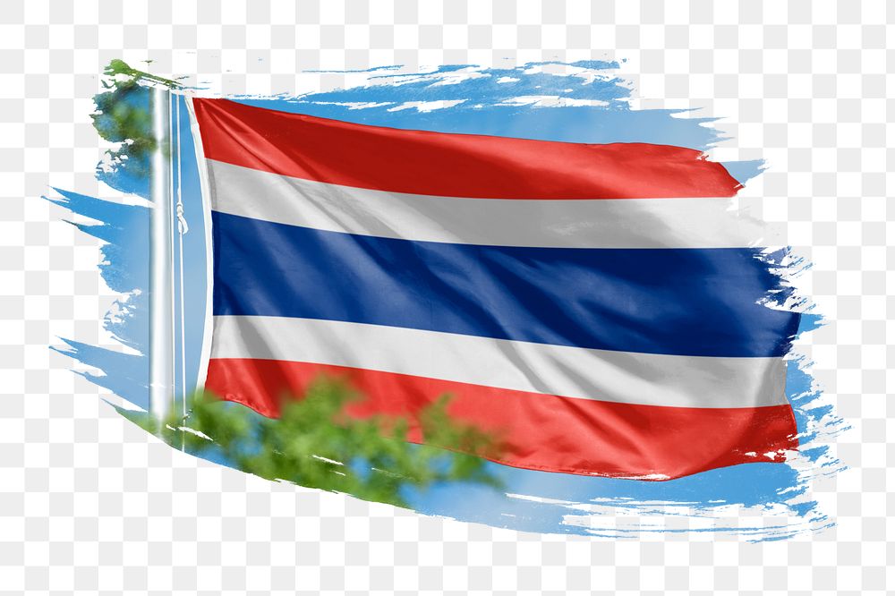 Thai flag png sticker, brush stroke design, transparent background