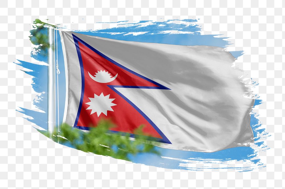 Nepal flag png sticker, brush stroke design, transparent background