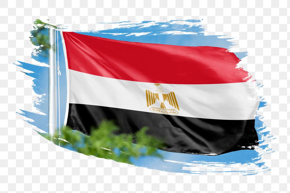 Egypt flag png sticker, brush stroke design, transparent background